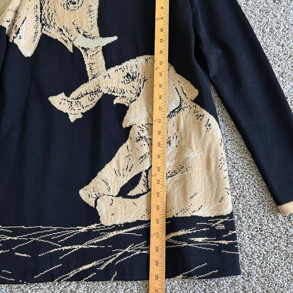 St. John Womens L Collection Black & Beige Elephant Intarsia Knit Tunic Sweater - Picture 9 of 11